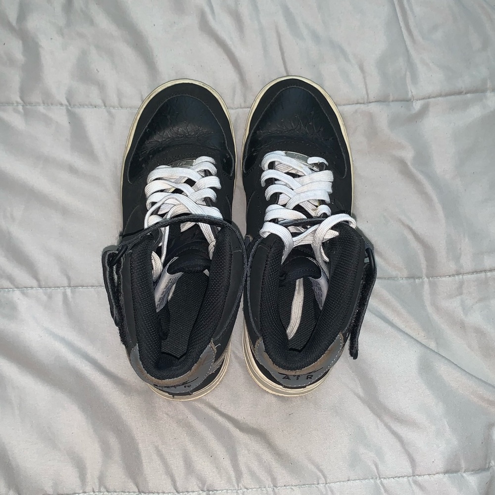 NIKE AIR FORCE ONE BLACK GREY MID VELCRO SNEAKER - Picture 5 of 7